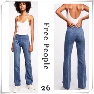 FREE People High Rise Slim Pull On Seamed Flare Legs Jeans Size 26